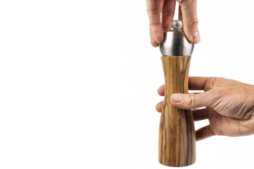 Peugeot Fidji manual pepper mill in olive wood and stainless steel