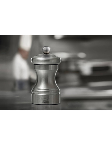 Moinho de sal seco manual em aço inoxidável Peugeot Bistro Chef 10cm