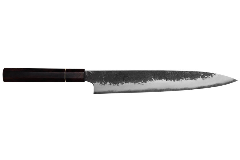 Naoki Mazaki WS2 Musta Nashiji 24cm japanilainen käsintehty sujihiki veitsi