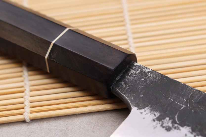 Naoki Mazaki WS2 Negro Nashiji 24cm cuchillo japonés hecho a mano sujihiki