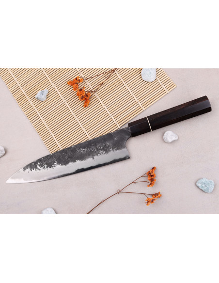 Naoki Mazaki WS2 Black Nashiji 21cm Japanese handmade gyuto knife
