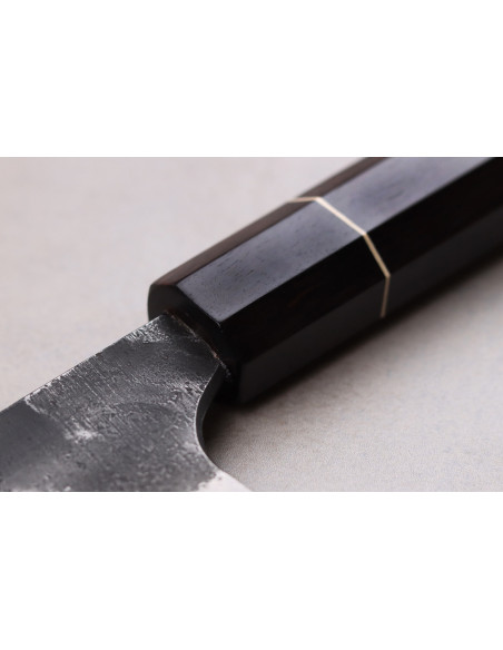 Naoki Mazaki WS2 Negro Nashiji 21cm cuchillo gyuto japonés hecho a mano