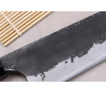 Naoki Mazaki WS2 Black Nashiji 21cm japansk handgjord gyutokniv 2