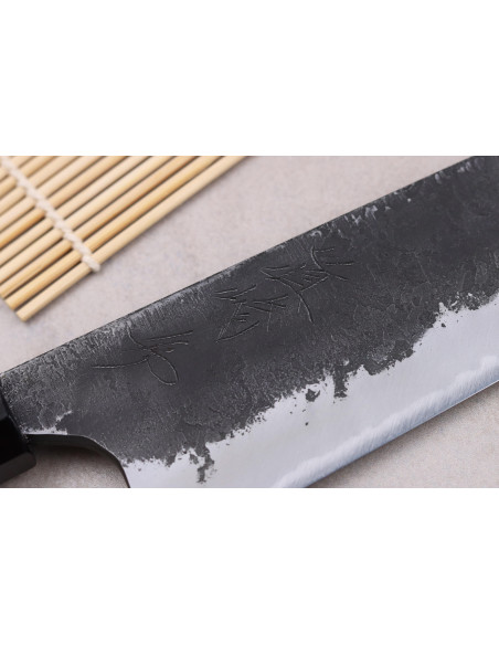 Naoki Mazaki WS2 Negro Nashiji 21cm cuchillo gyuto japonés hecho a mano