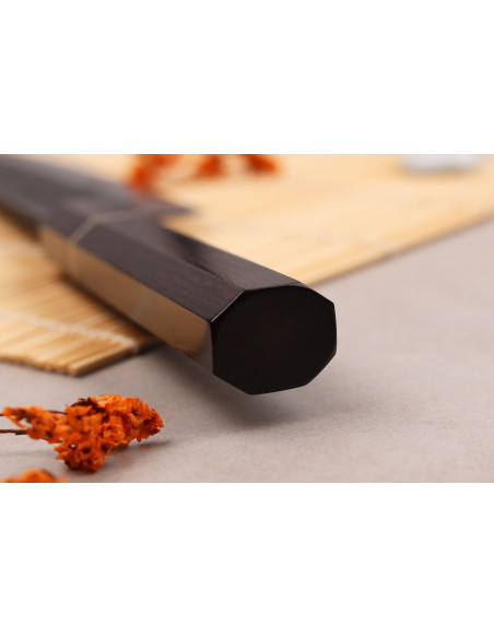 Faca gyuto japonesa Naoki Mazaki WS2 Black Nashiji 21cm feita à mão