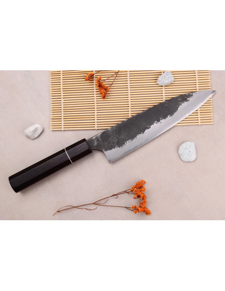 Naoki Mazaki WS2 Black Nashiji 18 cm coltello giapponese gyuto fatto a mano