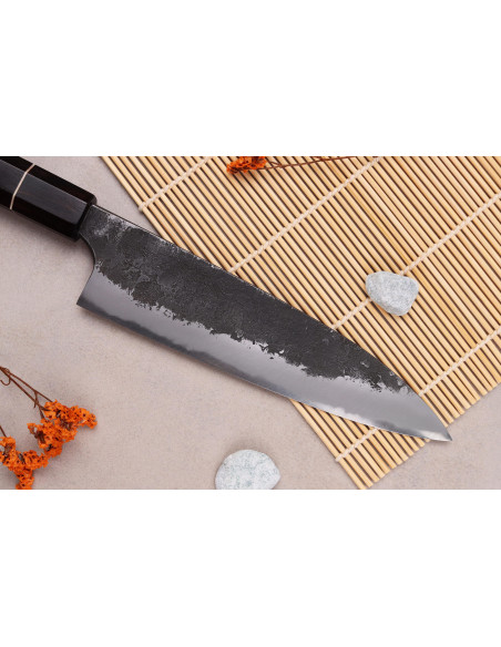 Naoki Mazaki WS2 Black Nashiji 18cm japansk handgjord gyutokniv