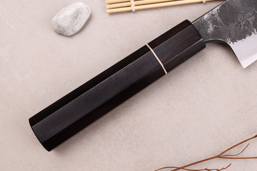 Naoki Mazaki WS2 Black Nashiji 18cm japansk handgjord gyutokniv