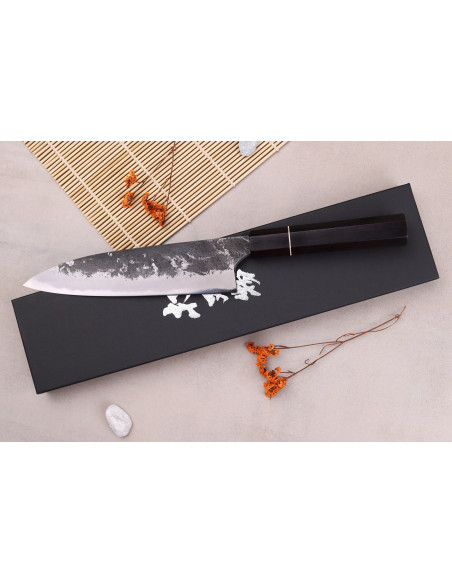 Naoki Mazaki WS2 Black Nashiji 18 cm japansk håndlavet gyuto-kniv