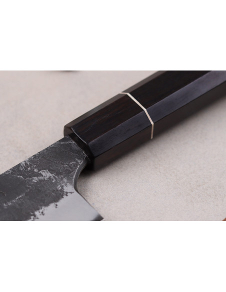 Naoki Mazaki WS2 Black Nashiji 18 cm coltello giapponese gyuto fatto a mano