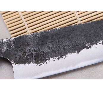 Faca gyuto japonesa Naoki Mazaki WS2 Black Nashiji 18cm feita à mão 2