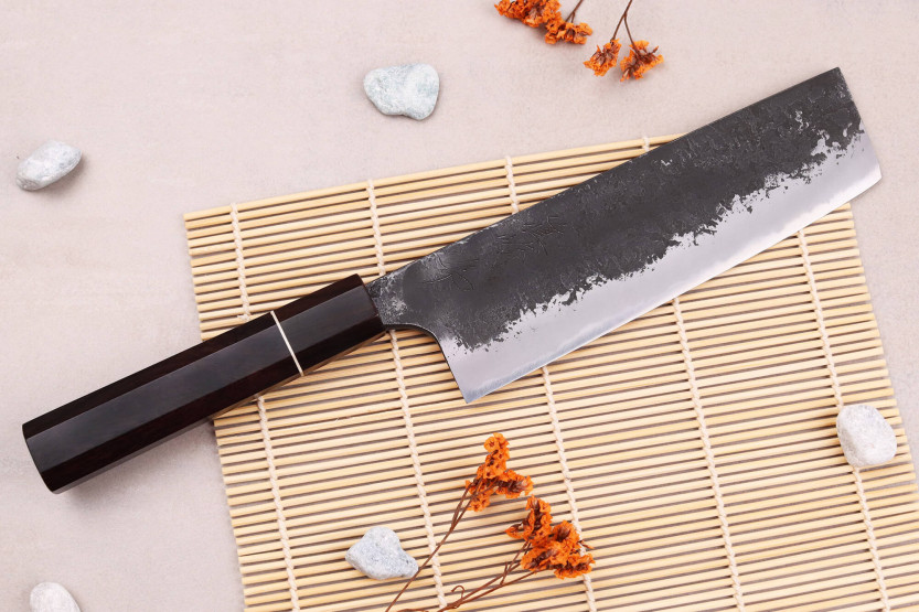 nakiri messer 16,5cm Japonais handwerklich Naoki Mazaki WS2 Schwarz Nashiji