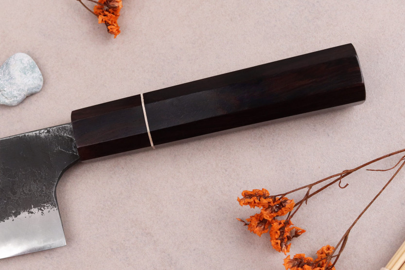 coltello nakiri 16,5cm Japonais artisanal Naoki Mazaki WS2 Black Nashiji