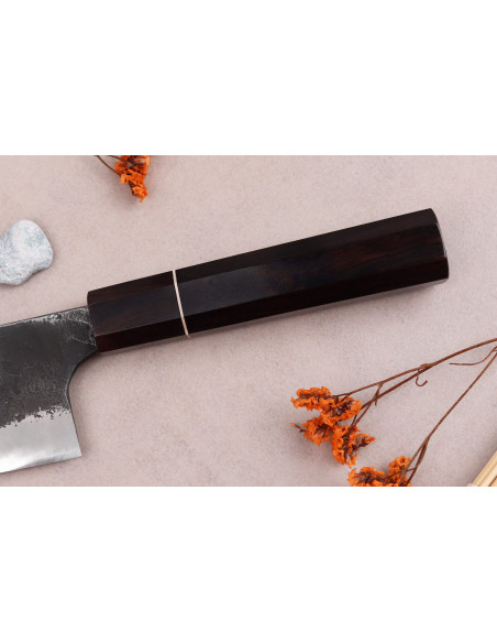 coltello nakiri 16,5cm Japonais artisanal Naoki Mazaki WS2 Black Nashiji