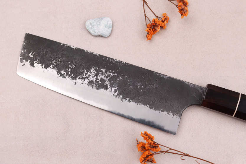 nakiri messer 16,5cm Japonais handwerklich Naoki Mazaki WS2 Schwarz Nashiji