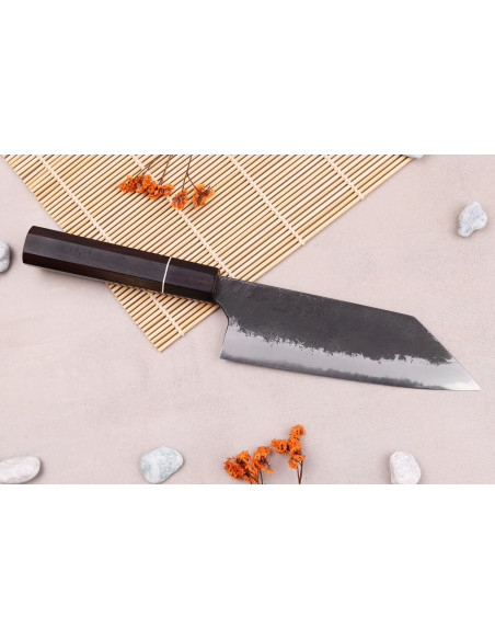 Naoki Mazaki WS2 Black Nashiji 16.5cm Japanese handmade bunka knife