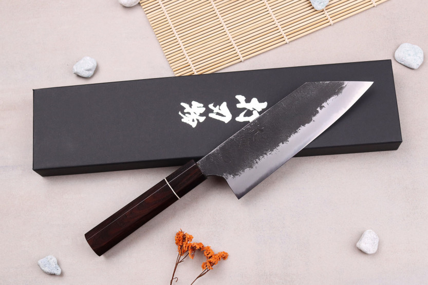 Naoki Mazaki WS2 Black Nashiji 16.5cm Japans handgemaakt bunka mes