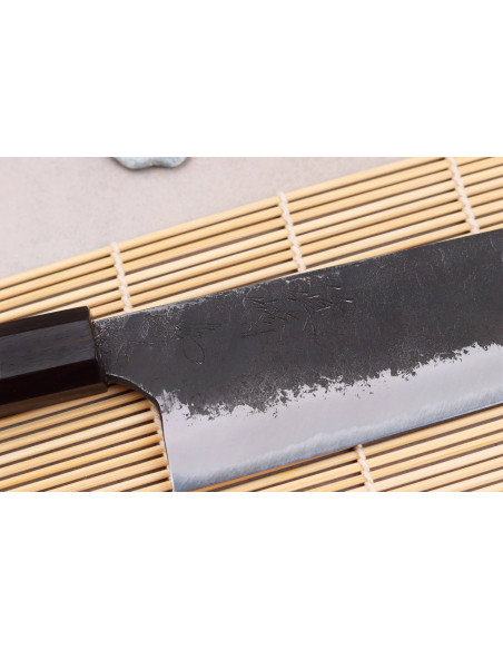 Bunka-Messer 16,5cm japanisch handgefertigt Naoki Mazaki WS2 Black Nashiji