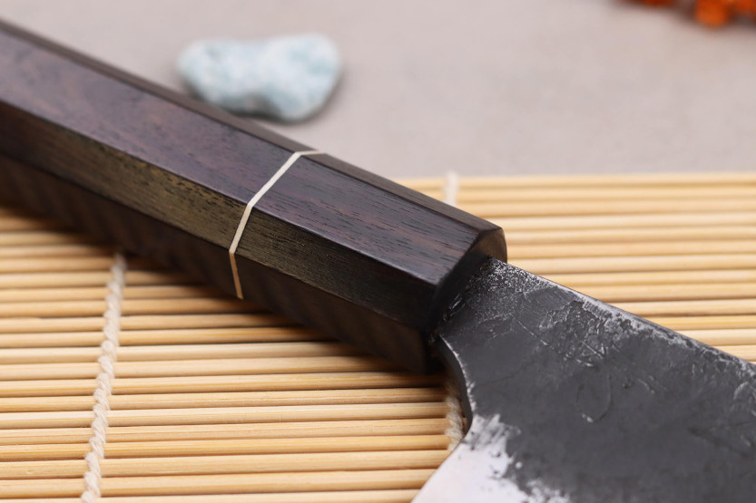 Naoki Mazaki WS2 Black Nashiji 16.5cm Japanese handmade bunka knife