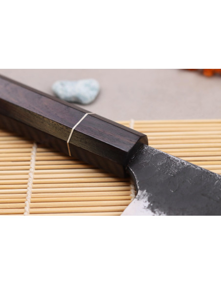 Naoki Mazaki WS2 Black Nashiji 16.5cm Japanese handmade bunka knife