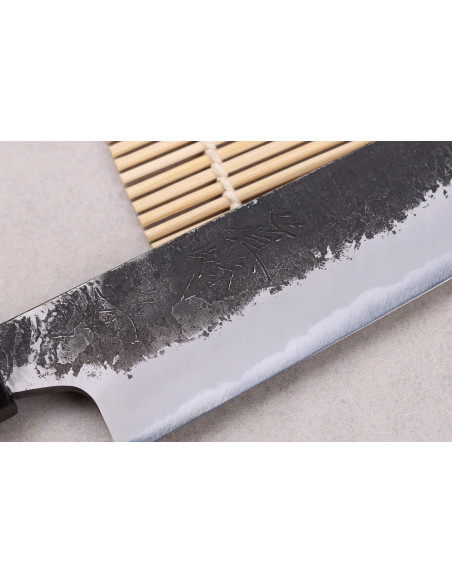 Japanisches Universalmesser 18cm handgefertigt Naoki Mazaki WS2 Black Nashiji
