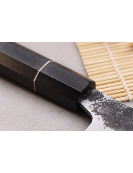 Faca universal japonesa Naoki Mazaki WS2 Black Nashiji 18cm feita à mão