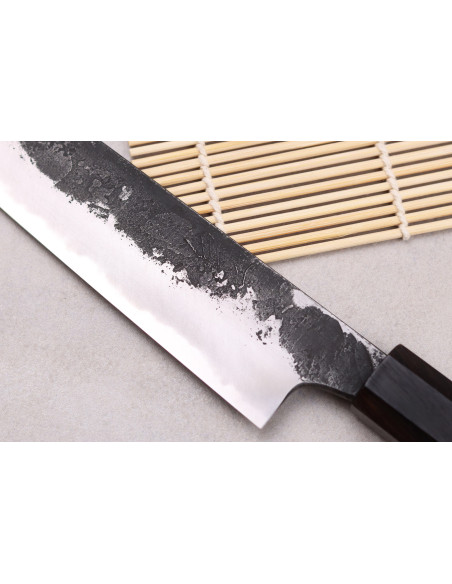 Faca universal japonesa Naoki Mazaki WS2 Black Nashiji 18cm feita à mão