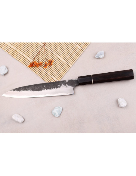 Naoki Mazaki WS2 Black Nashiji 18cm japansk handgjord universalkniv
