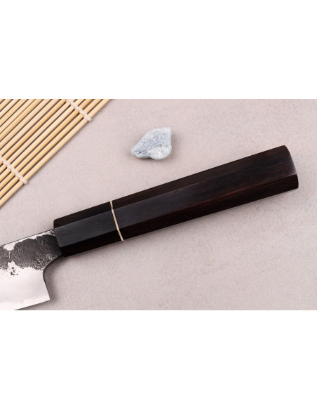 Faca universal japonesa para artesanato Naoki Mazaki WS2 Black Nashiji 18cm