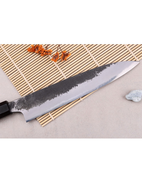 Naoki Mazaki WS2 Negro Nashiji 18cm cuchillo universal japonés hecho a mano