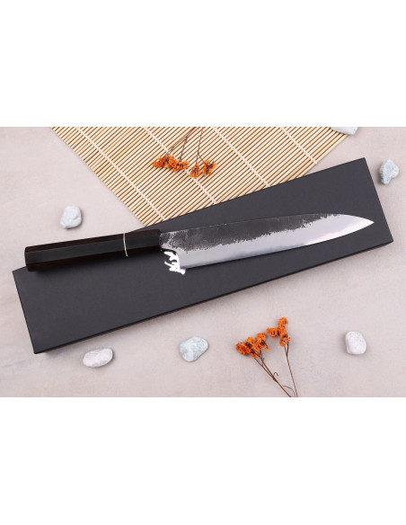 Naoki Mazaki WS2 Black Nashiji 18cm japansk handgjord universalkniv