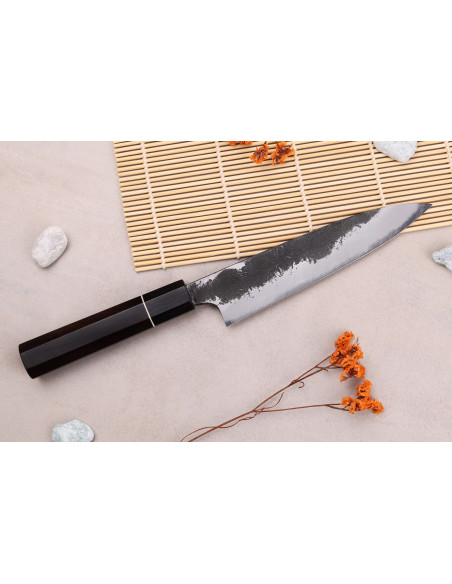 Naoki Mazaki WS2 Black Nashiji 15cm handgjord japansk universalkniv