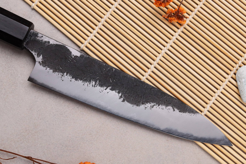 Naoki Mazaki WS2 Negro Nashiji 15cm cuchillo universal artesanal japonés