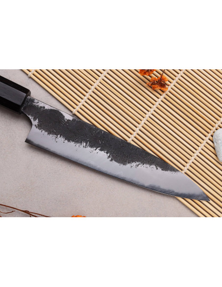 Naoki Mazaki WS2 Musta Nashiji 15cm käsintehty japanilainen yleispuukko