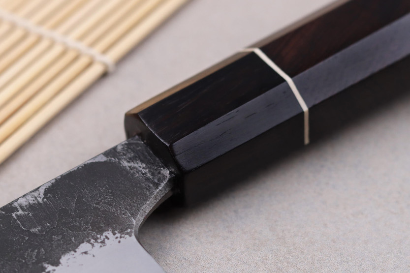 Naoki Mazaki WS2 Black Nashiji 15cm handgemaakt Japans universeel mes