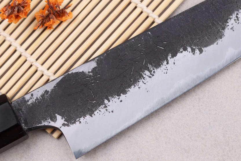 Naoki Mazaki WS2 Black Nashiji 15 cm håndlaget japansk universalkniv
