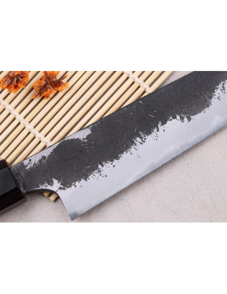 Naoki Mazaki WS2 Black Nashiji 15cm handgjord japansk universalkniv