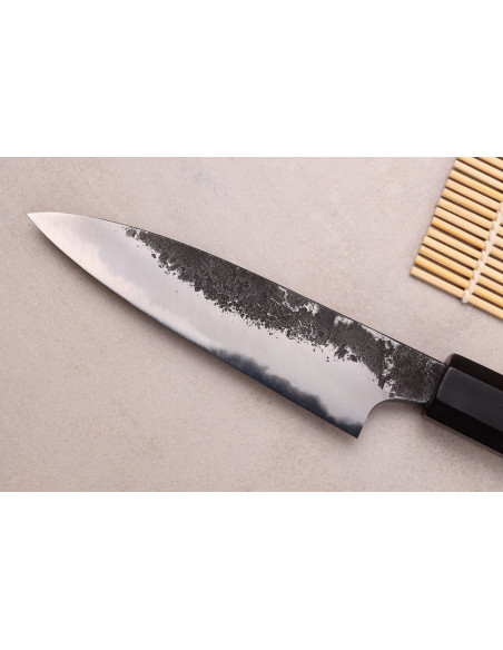 Naoki Mazaki WS2 Musta Nashiji 12cm käsintehty japanilainen yleispuukko