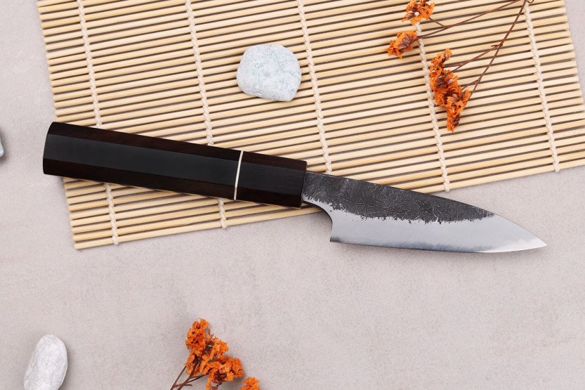 Faca de aparar tradicional japonesa Naoki Mazaki WS2 Black Nashiji 9cm