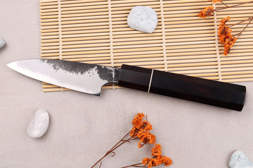 Faca de aparar tradicional japonesa Naoki Mazaki WS2 Black Nashiji 9cm