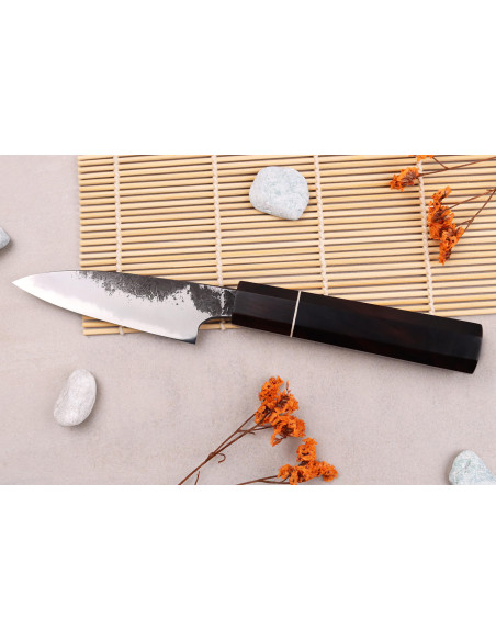 Japanisches handgefertigtes Spickmesser 9cm Naoki Mazaki WS2 Black Nashiji