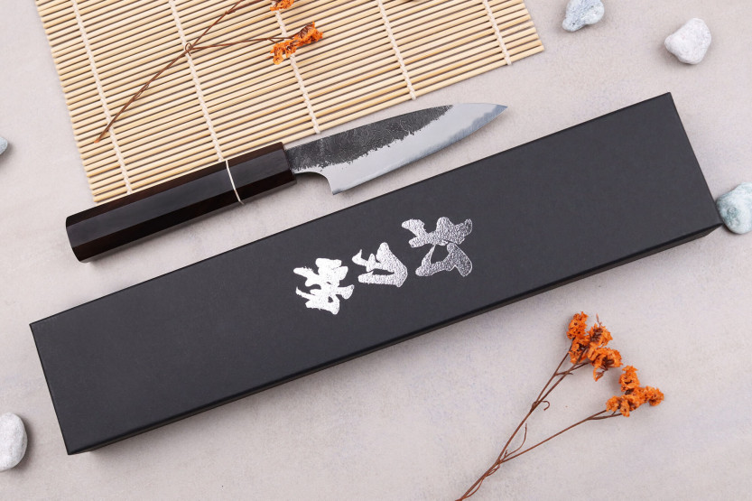 Naoki Mazaki WS2 Black Nashiji 9cm Japanese handmade paring knife