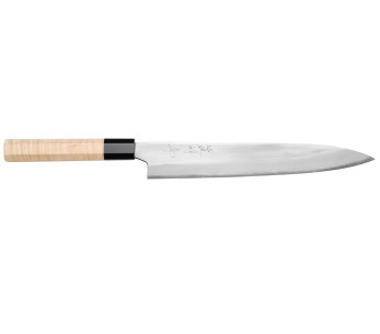 Faca japonesa para artesanato Naoki Mazaki WS2 polida de 24 cm sujihiki