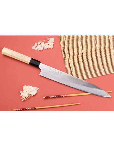 Naoki Mazaki WS2 24cm sujihiki kiillotettu japanilainen käsityöveitsi