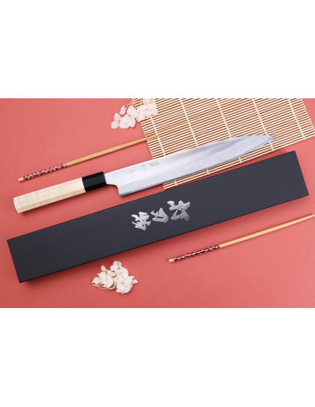 Naoki Mazaki WS2 pulido 24cm cuchillo artesano japonés sujihiki