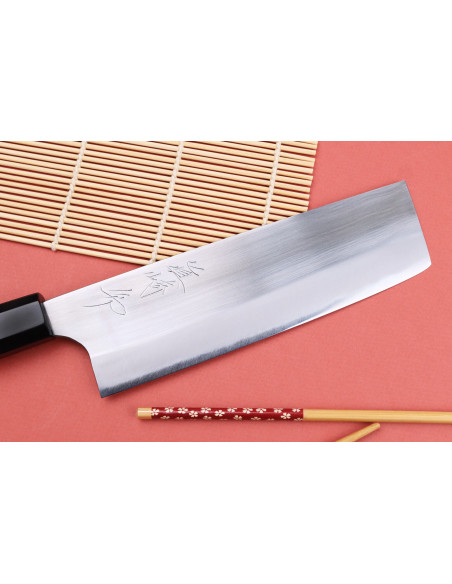 faca nakiri 16,5cm japonês artesanal Naoki Mazaki WS2 poli