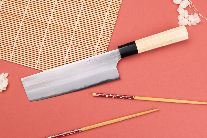 faca nakiri 16,5cm japonês artesanal Naoki Mazaki WS2 poli