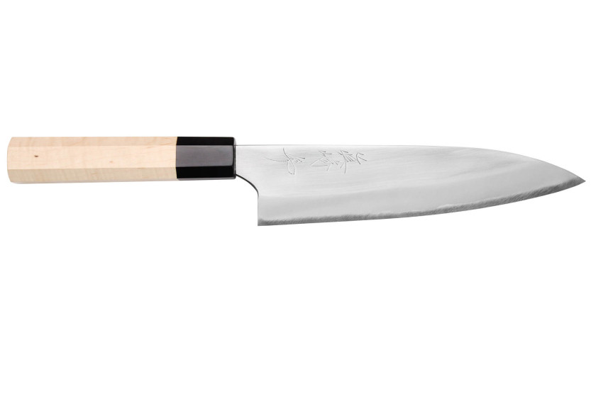 Coltello da chef giapponese da 18 cm Naoki Mazaki WS2 lucidato a mano