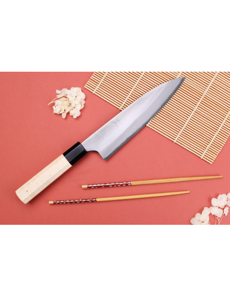 Coltello da chef giapponese da 18 cm Naoki Mazaki WS2 lucidato a mano