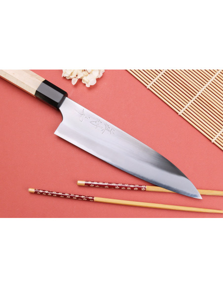 Coltello da chef giapponese da 18 cm Naoki Mazaki WS2 lucidato a mano